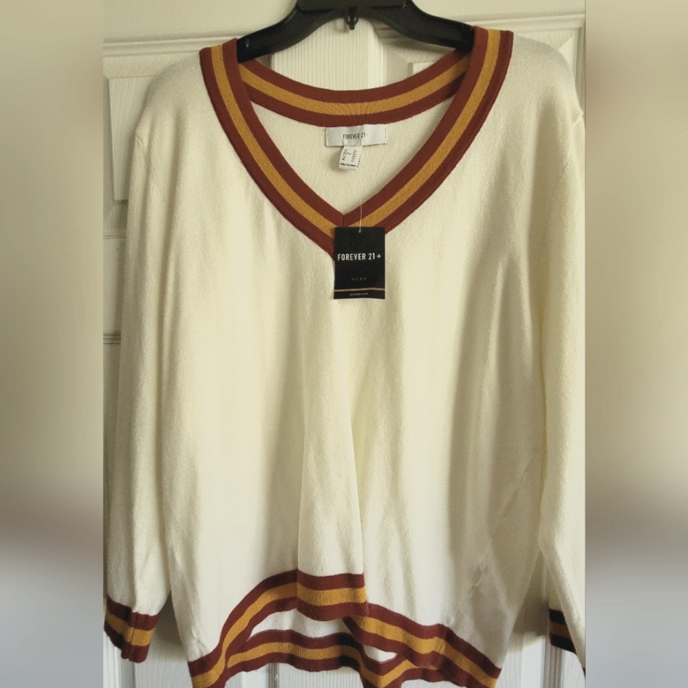 White v-neck sweater